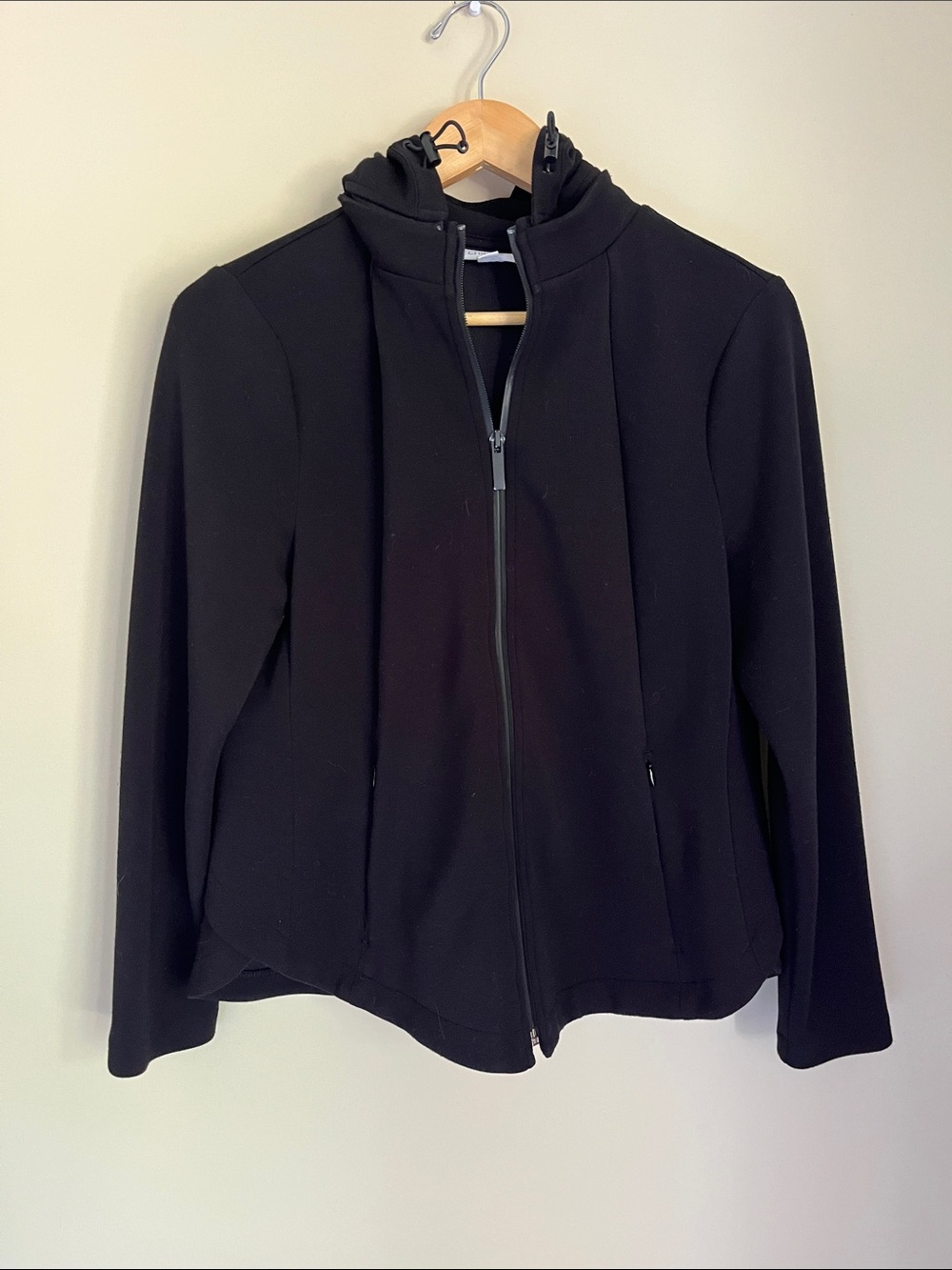 Chico's Black Hooded Zip-Up Bomber Jacket